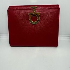 Salvatore Ferragamo Red Wallet with Gold Accent